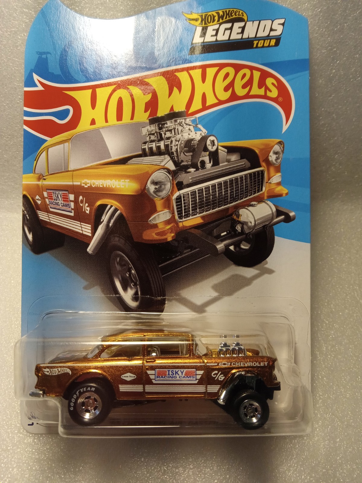 Hot Wheels Legends Tour: ’55 Chevy Bel Air Gasser 1:64 Scale Model Car – Gold…