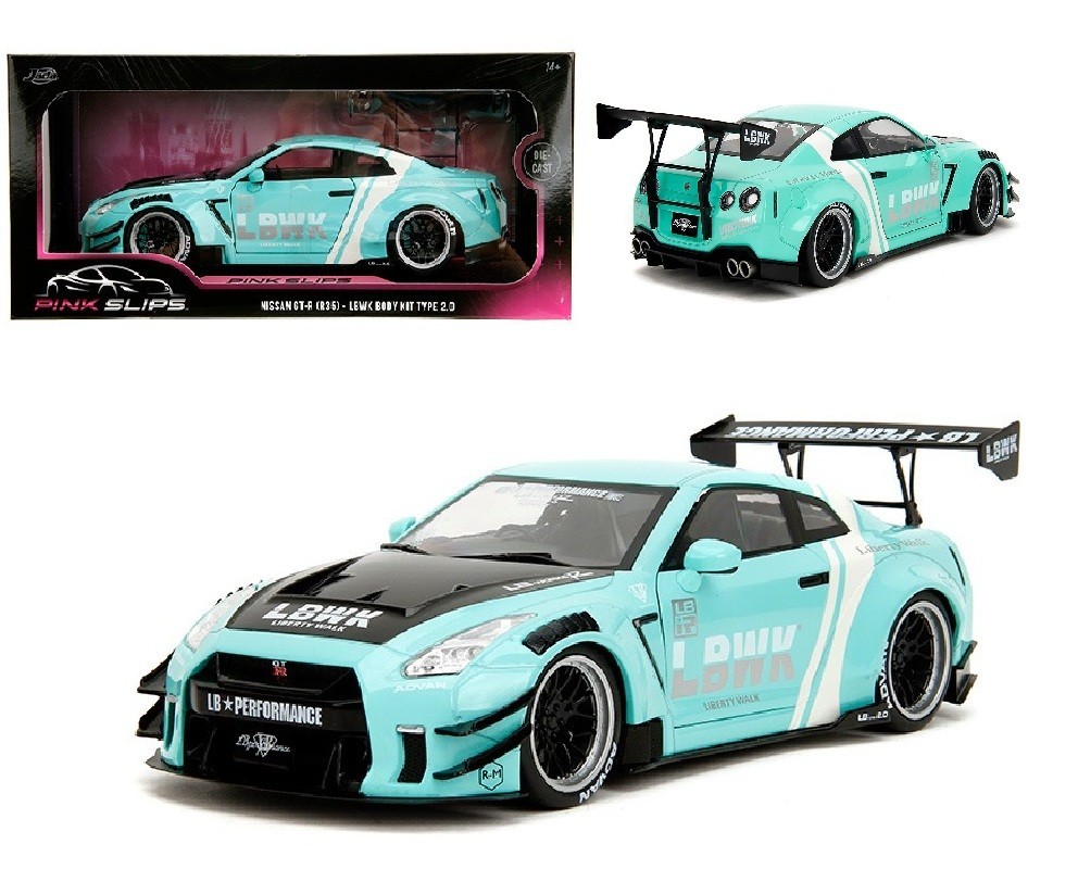 Jada 1:18 2020 Nissan GT-R (R35) Liberty Walk Body Kit 2.0 Blue Model 36382-7B
