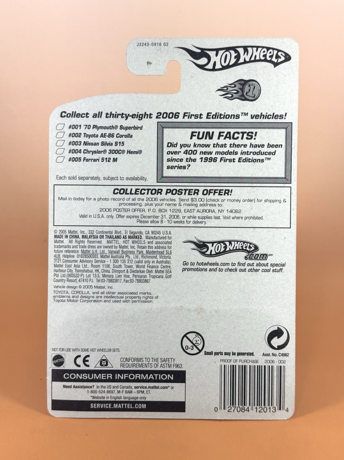 Hot Wheels 2006 First Editions TOYOTA AE-86 COROLLA w/FTE & 5s (lot of 2) 2/38
