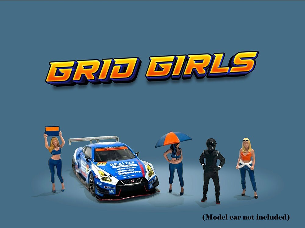 “GRID GIRLS” 5 PC DIECAST FIGURE SET FOR 1/64 SCALE BY AMERICAN DIORAMA 2406