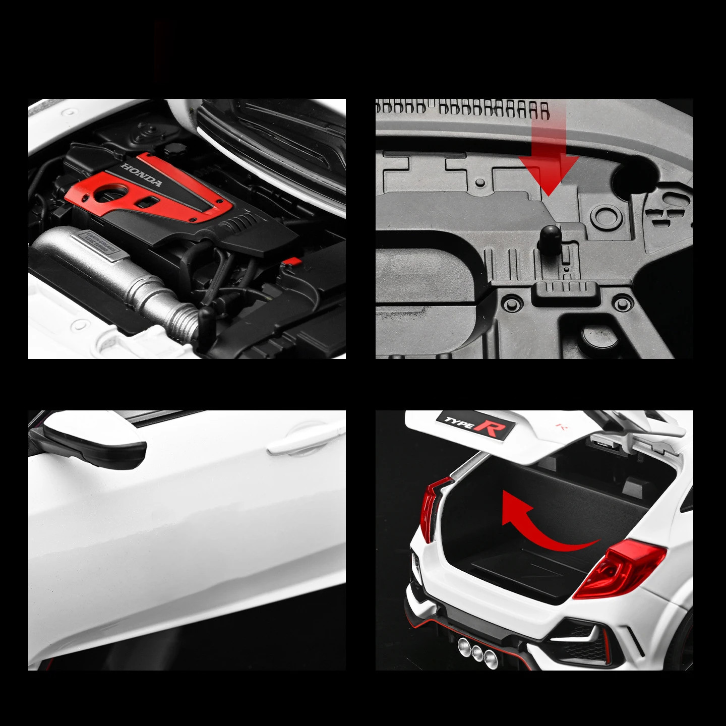 1:18 HONDA CIVIC TYPE-R 2020 Alloy Diecast Car Model Miniature Scale Kid’s Gift