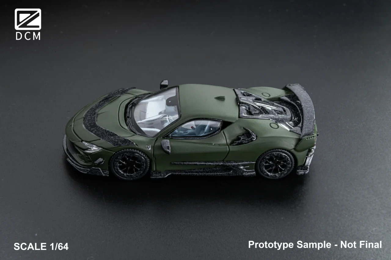 FERRARI MANSORY SF90 F9XX COUPE MILITARY GREEN 1/64 DIECAST CAR BY DCM