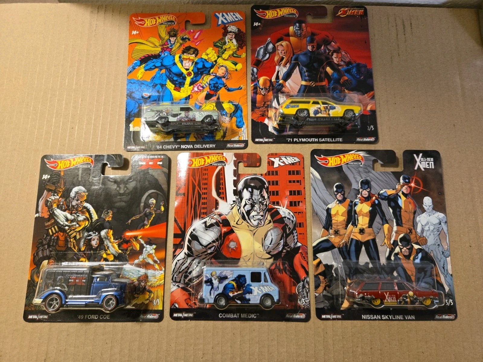 Hot Wheels 2019 Pop Culture Marvel Ultimate X-Men Complete Set of 5 Real Riders