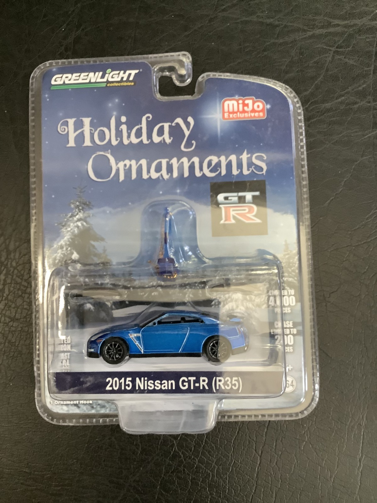Greenlight Holiday Ornaments 2015 Nissan GT-R (R35) Blue and Yellow
