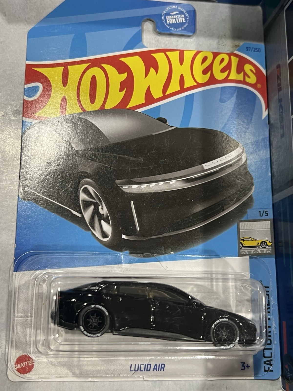 2023 Hot Wheels #97 Factory Fresh Lucid Air Black Real Rider wheel swapped