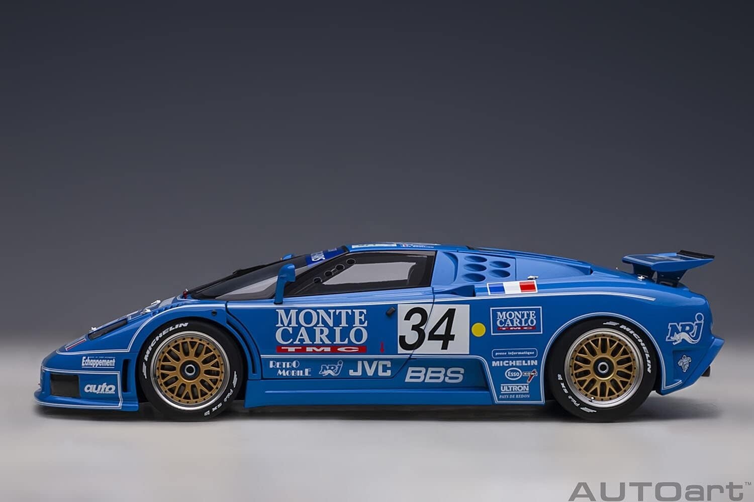 Rare Finished product AUTOart 1/18 Bugatti EB110 SS 1994 #34 Le Mans 24 JP 14005