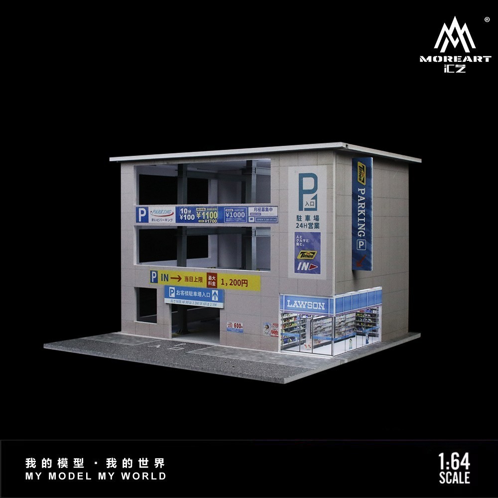 Diorama 1/64 Die-Cast Car Garage Model City LED Street Buildings Scene Gifts US