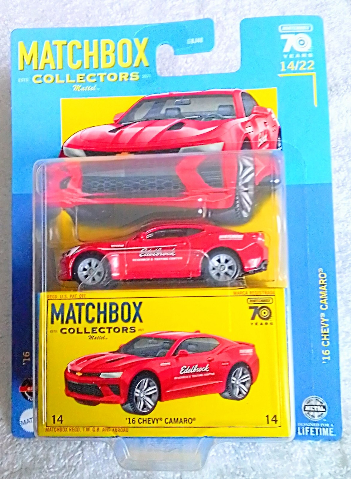 2023 Matchbox Collectors Red ’16 CHEVY CAMARO Car 70 Years Series 14 of 22