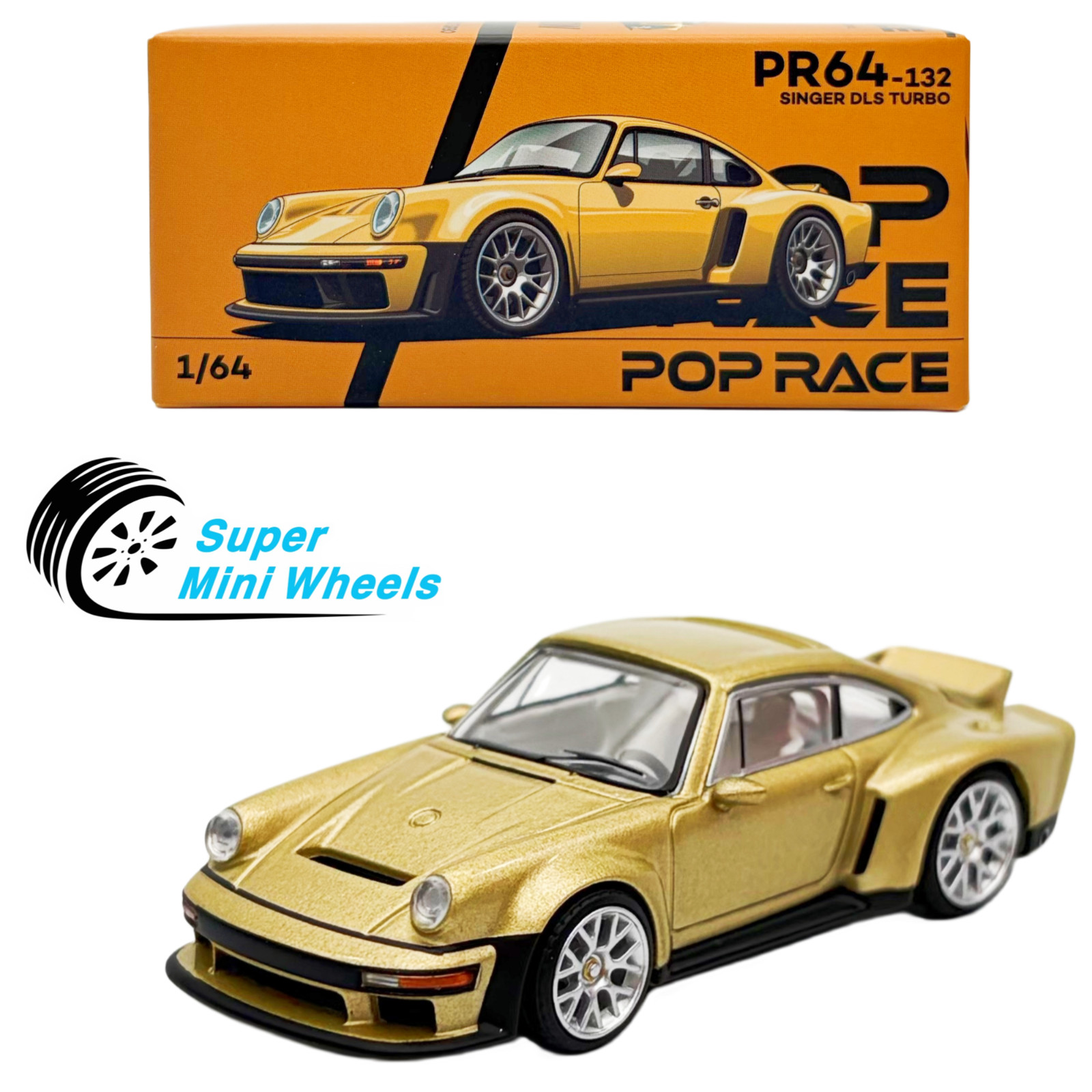 Pop Race 1:64 Porsche Singer DLS Turbo Gold #132