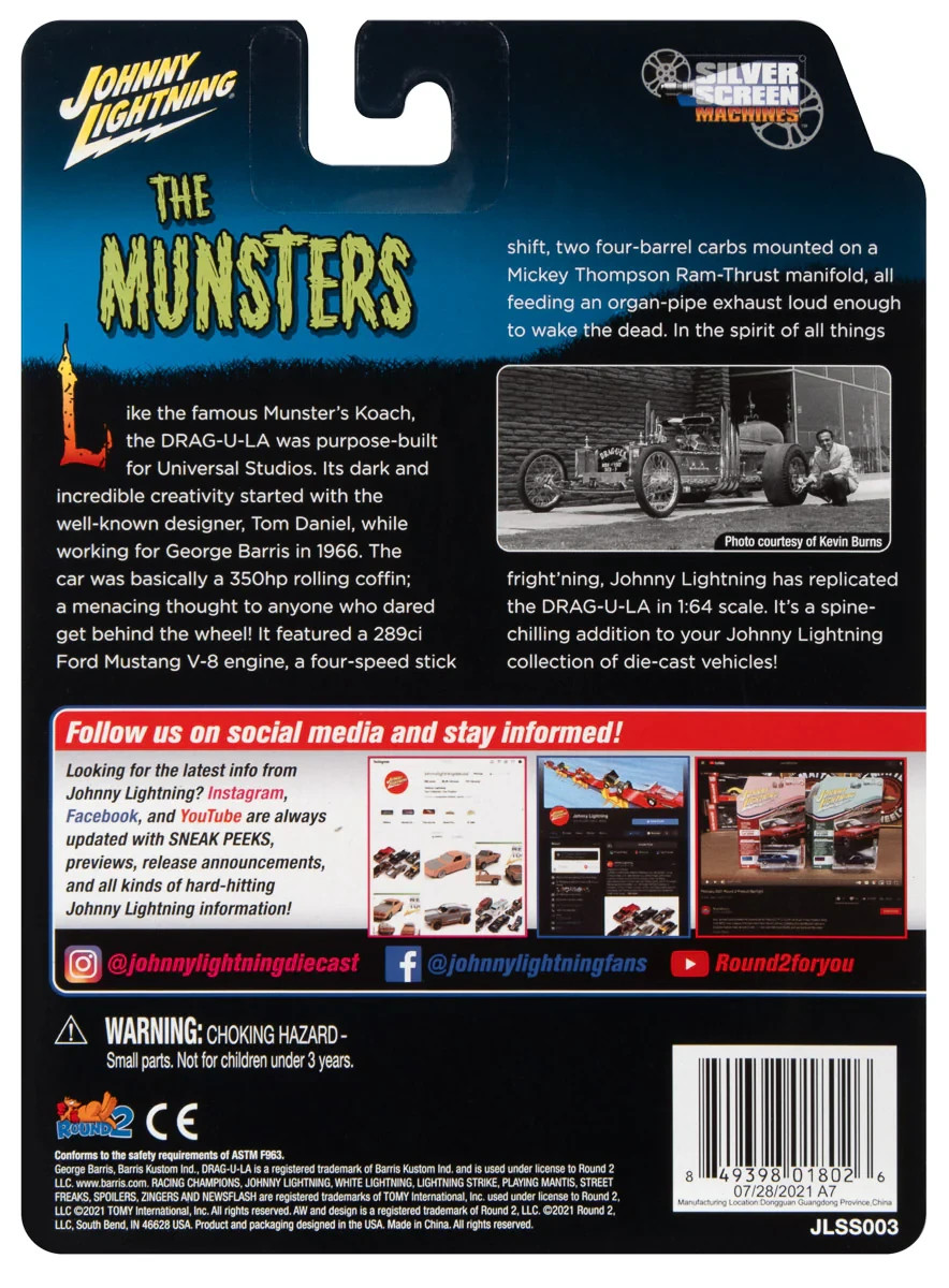 Drag-U-La The Munsters Replica coffin car Johnny Lightning diecast 1/64