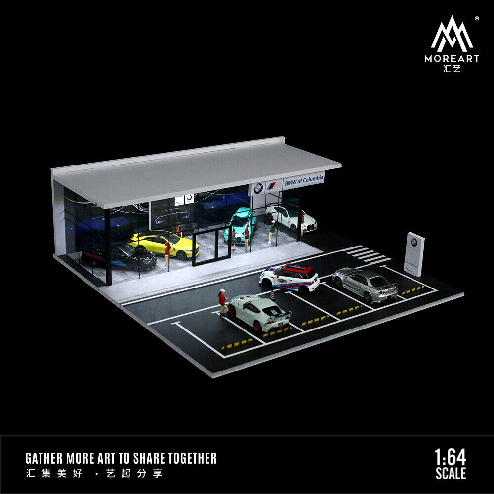1/64 Diorama Car Garage Model LED Lighting Parking Lot Model Display Case US