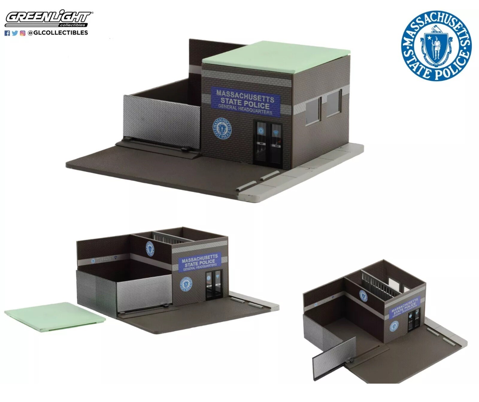 Greenlight 1/64 Hot Pursuit Massachusetts State Police Diorama Mechanics Corner