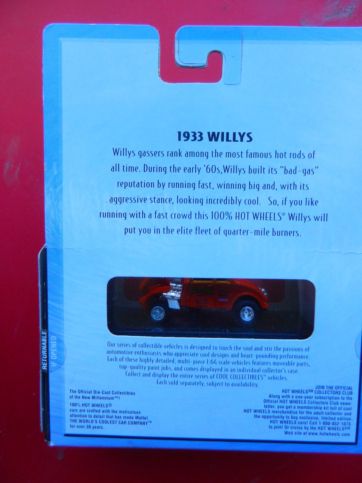 HOT WHEELS 100% BLACK BOX K.S. PITTMAN ORANGE 1933 WILLYS GASSER NHRA 1:64 VHTF