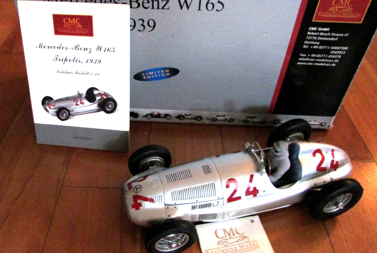 1939 Mercedes-Benz W165 #24 race car Tripolis LE w driver CMC M074 Box COA 1:18