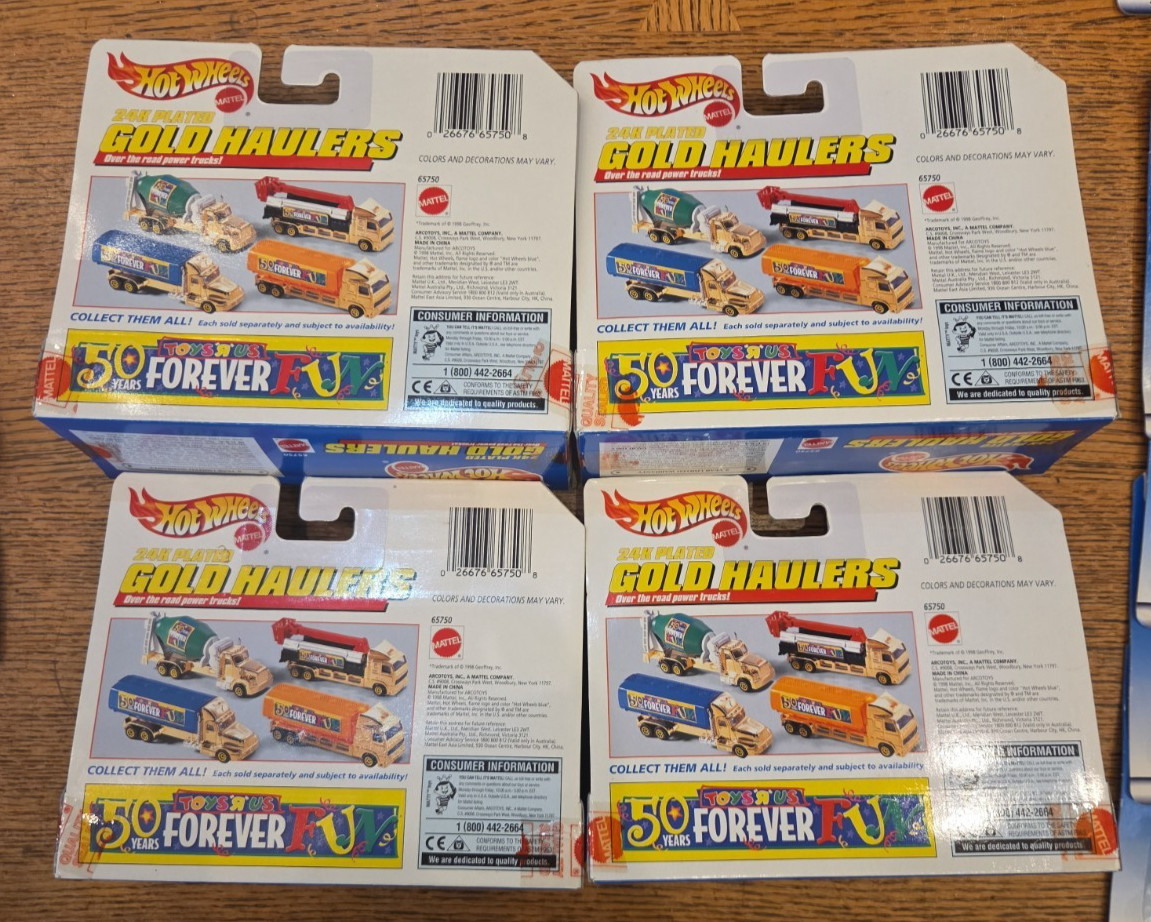 Hot Wheels 24K Plated Gold Haulers Toys R Us 50 Years Lot of 4 D57