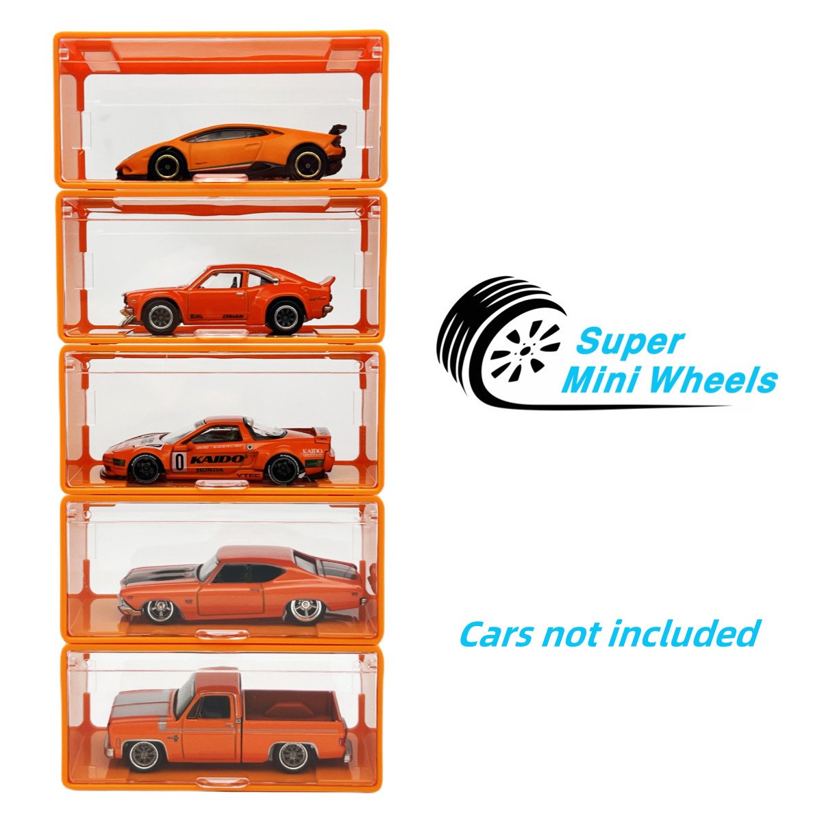 Super Mini Wheels 1:64 Display Case 5-Pack Clip On Storage Box for 1/64 Cars