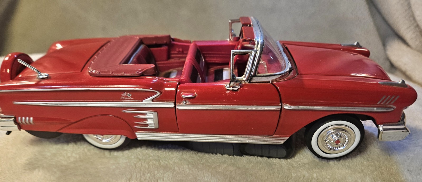 1958 Chevy Impala Convertible 1:24 Red NO BOX Diecast Vintage Car
