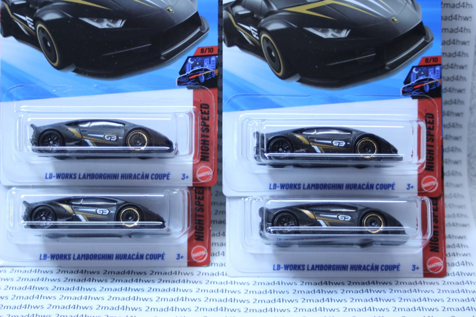 2026 Hot Wheels LOT OF 4 black LB-WORKS Lamborghini Huracan Coupe FREE SHIP #91