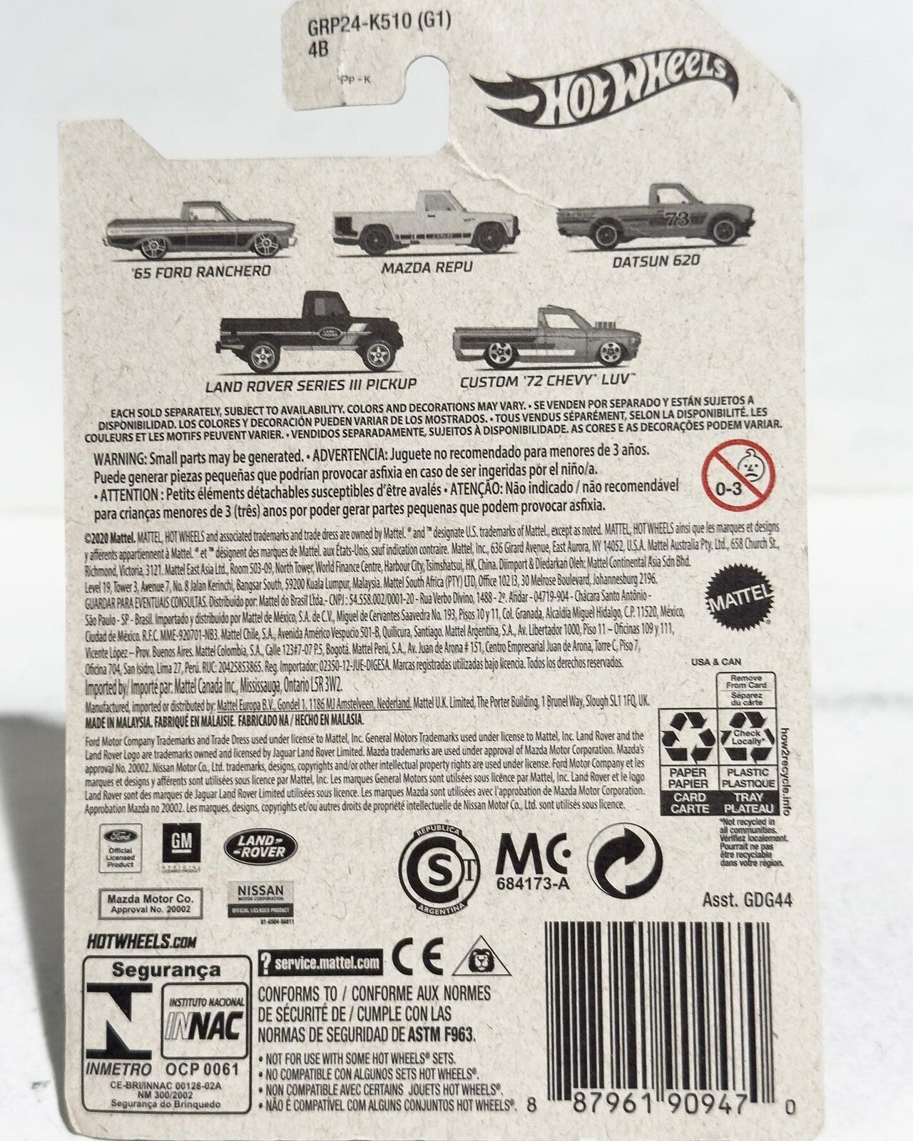 Diecast 1/64 Lot Of 4 Mazda, Chevy & Ford Pickup trucks Hot wheels