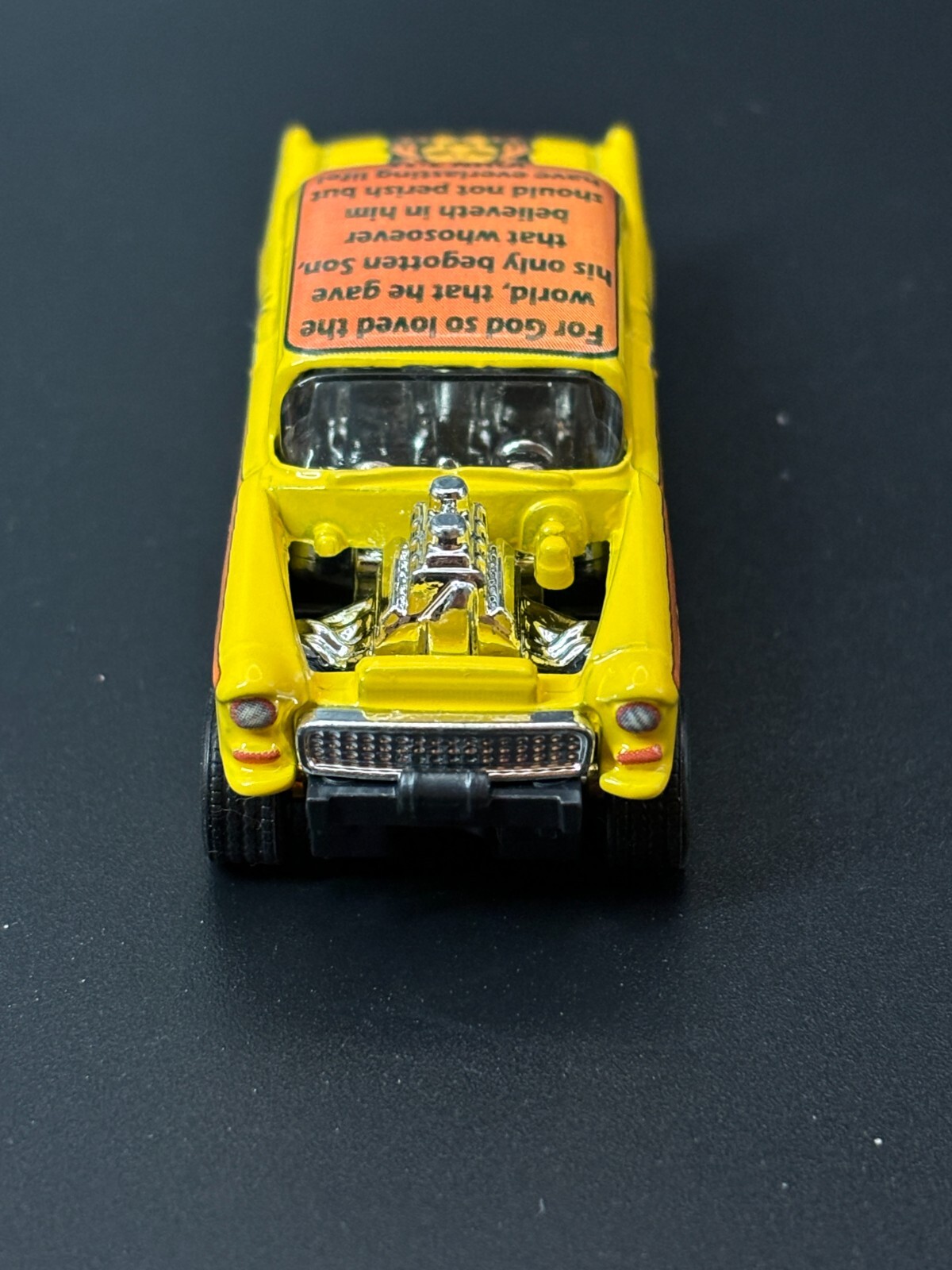 White Toner 1:64 Waterslide for 55 Chevy Gasser Jesus Saves John 3:16 Orange