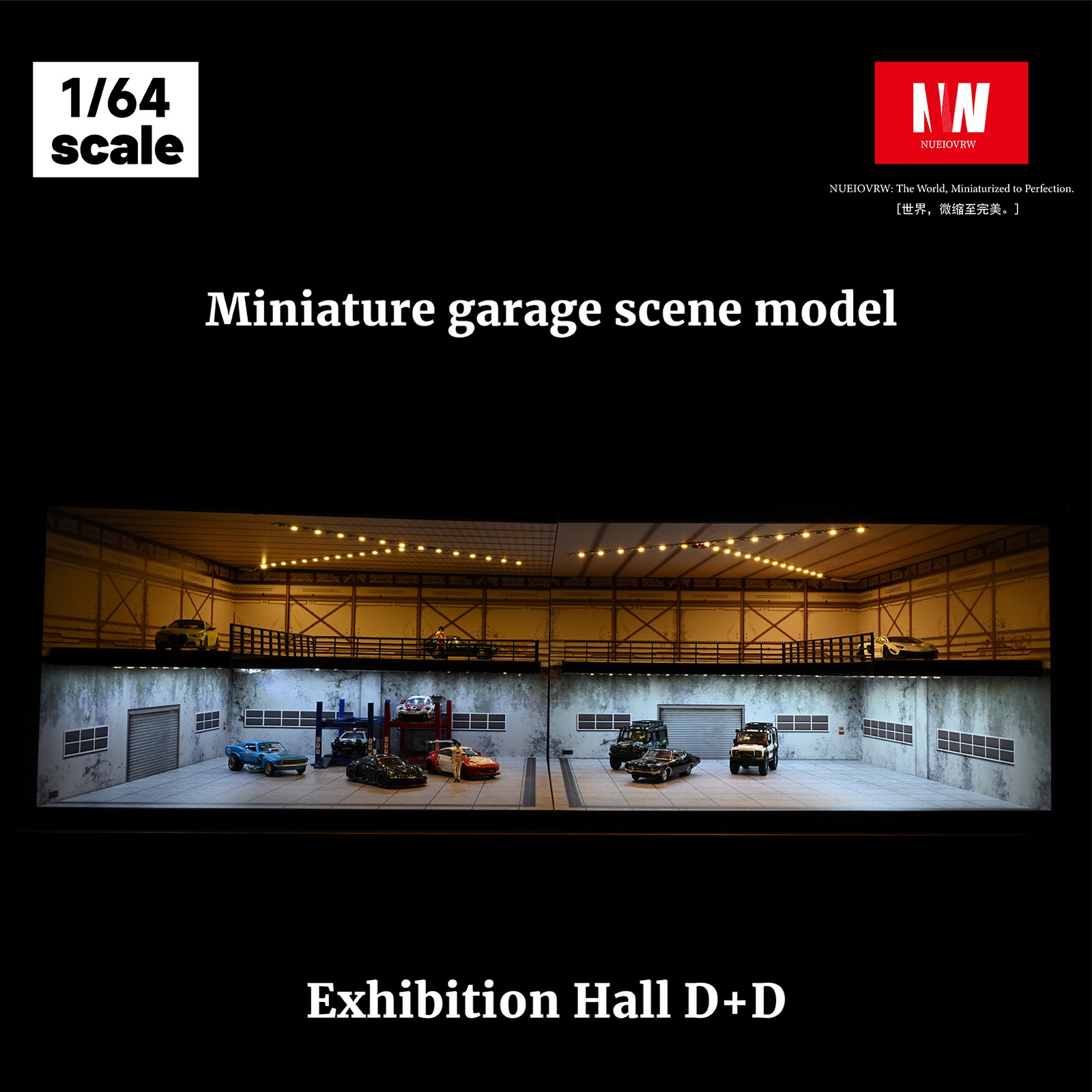 Diorama 1:64 Car Garage Model LED Lighting Street View Building Scene Model
