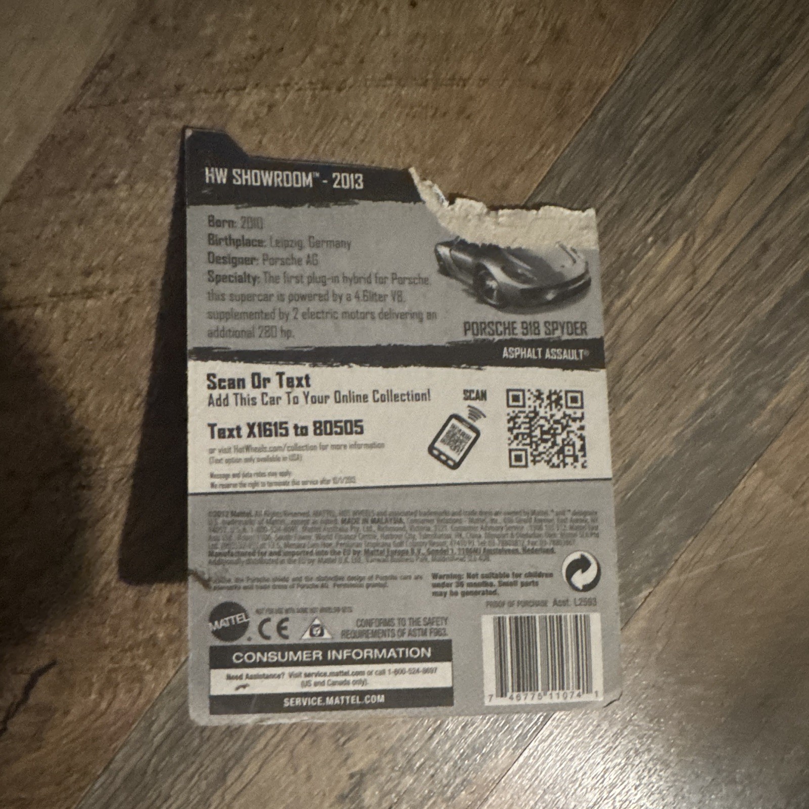 Hot Wheels HW Showroom 2013 Porsche 918 Spyder Silver Diecast 1:64 Unopened