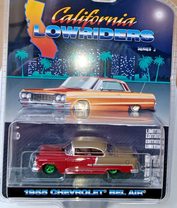 1:64 CHASE CALIFORNIA LOWRIDERS 1955 CHEVY BEL AIR RUBY RED/BRONZE NOT PRODUCED!