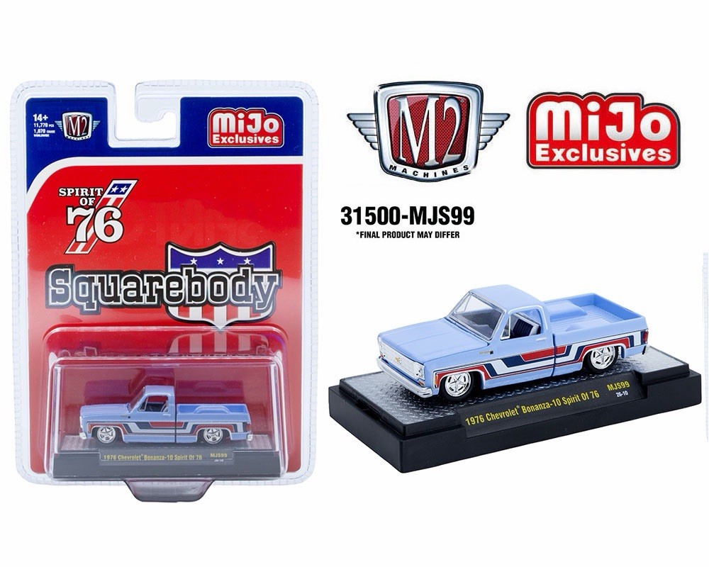 SET OF 3 M2 Machines 1976 Chevy Silverado Bonanza-10 SPIRIT 76 Squarebody 1/64