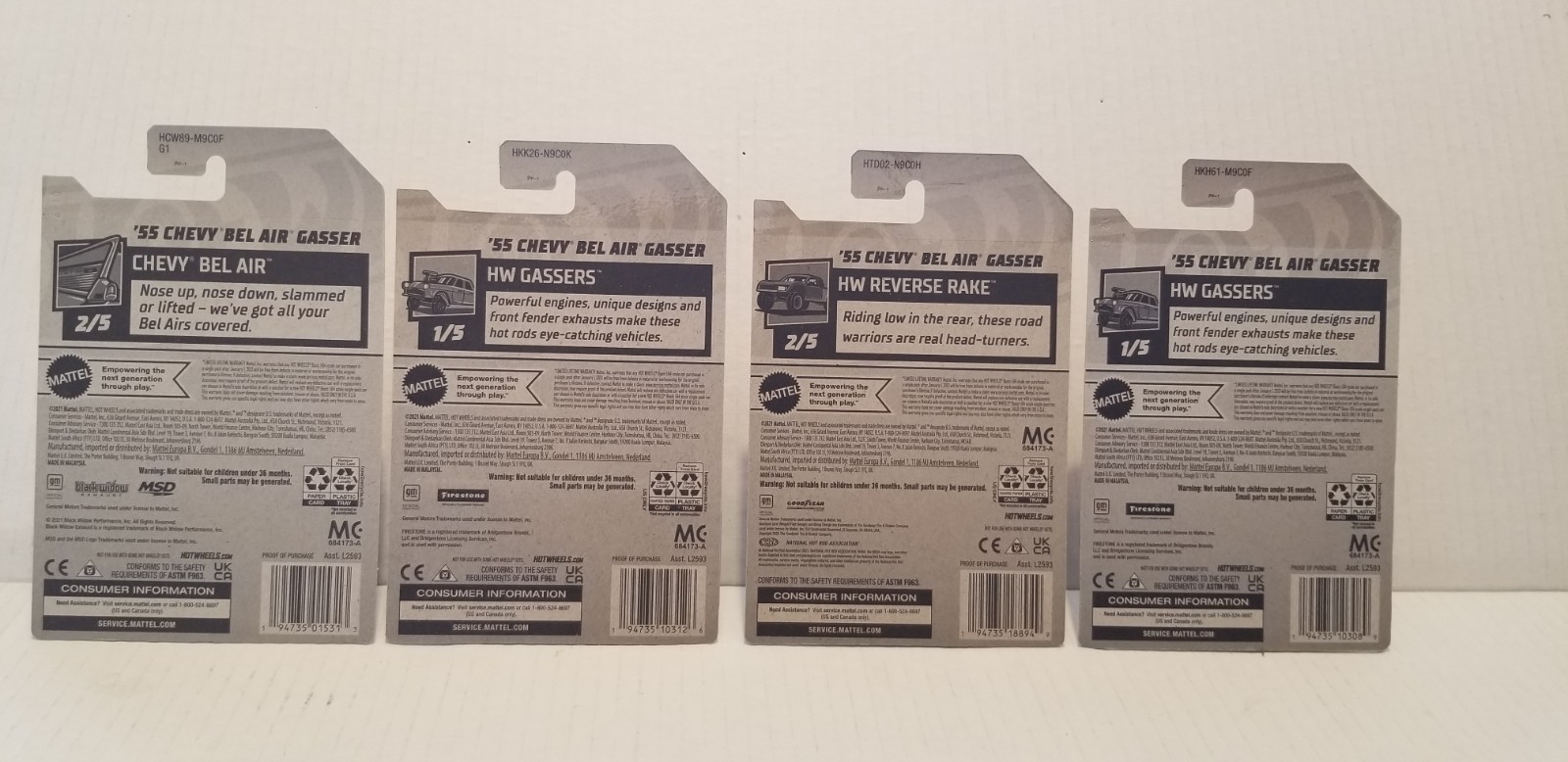 Lot of 4 – Hot Wheels ’55 Chevy Bel Air Gassers