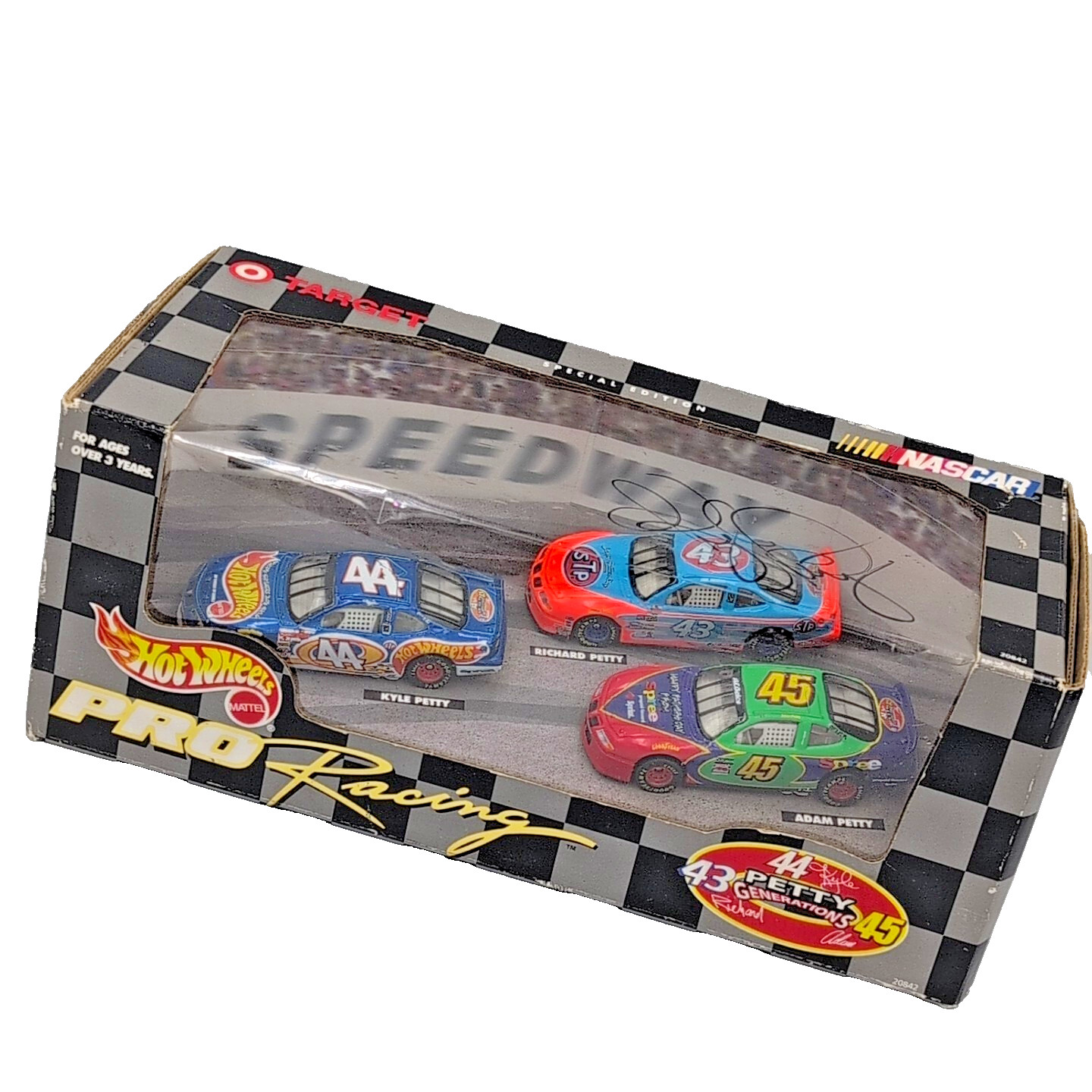 Autographed 1998 Hot Wheels Petty Generations 3 Car Set Richard, Kyle, & Adam