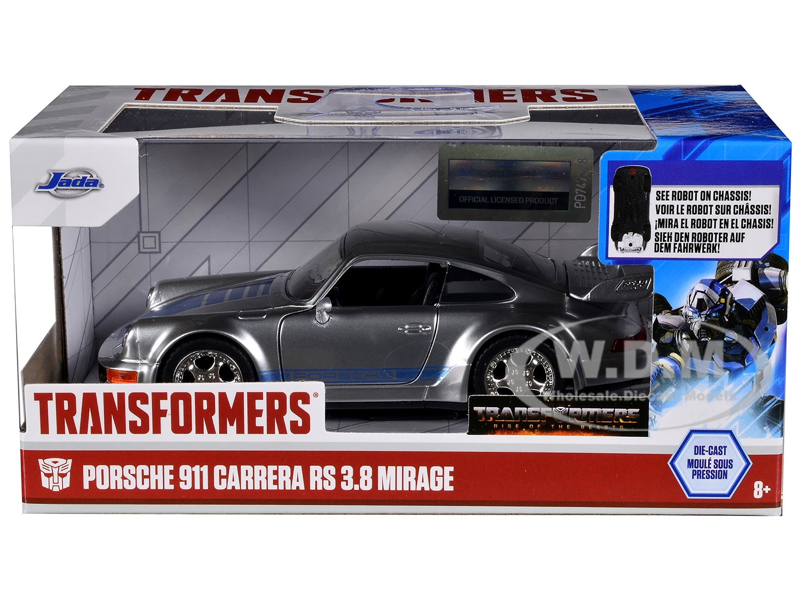 PORSCHE 911 CARRERA RS 3.8 SILVER “TRANSFORMERS” MOVIE 1/32 MODEL JADA 36210