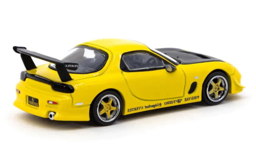 Tarmac 1/64 Vertex MAZDA RX7 FD-3S Diecast Model Car -YELLOW-