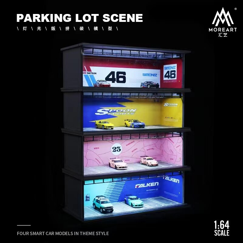 MoreArt 1:64 Assemble Diorama LED Lighting Model Car Station – 4 Versions
