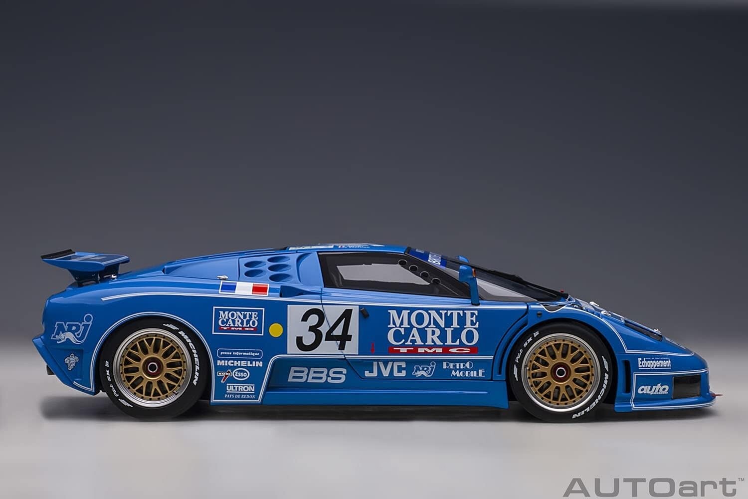 Rare Finished product AUTOart 1/18 Bugatti EB110 SS 1994 #34 Le Mans 24 JP 14005
