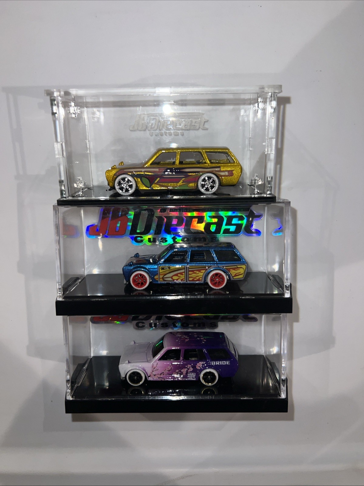 Lot Of 3 Custom 1971 Datsun 510 Wagon JB Diecast Customs Hotwheels See Pics!