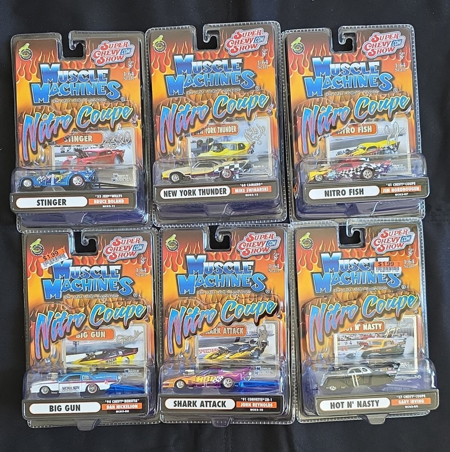 6 Pks 1:64 scale Muscle Machines Nitro Coupe die-cast vehicles Adult Collectibes