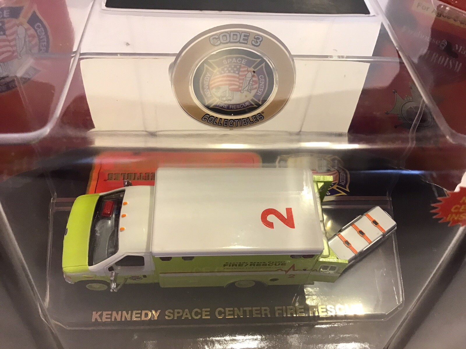 Code 3 Kennedy Space Center Fire Rescue Ford E-350 Ambulance 12061, Has A Stand