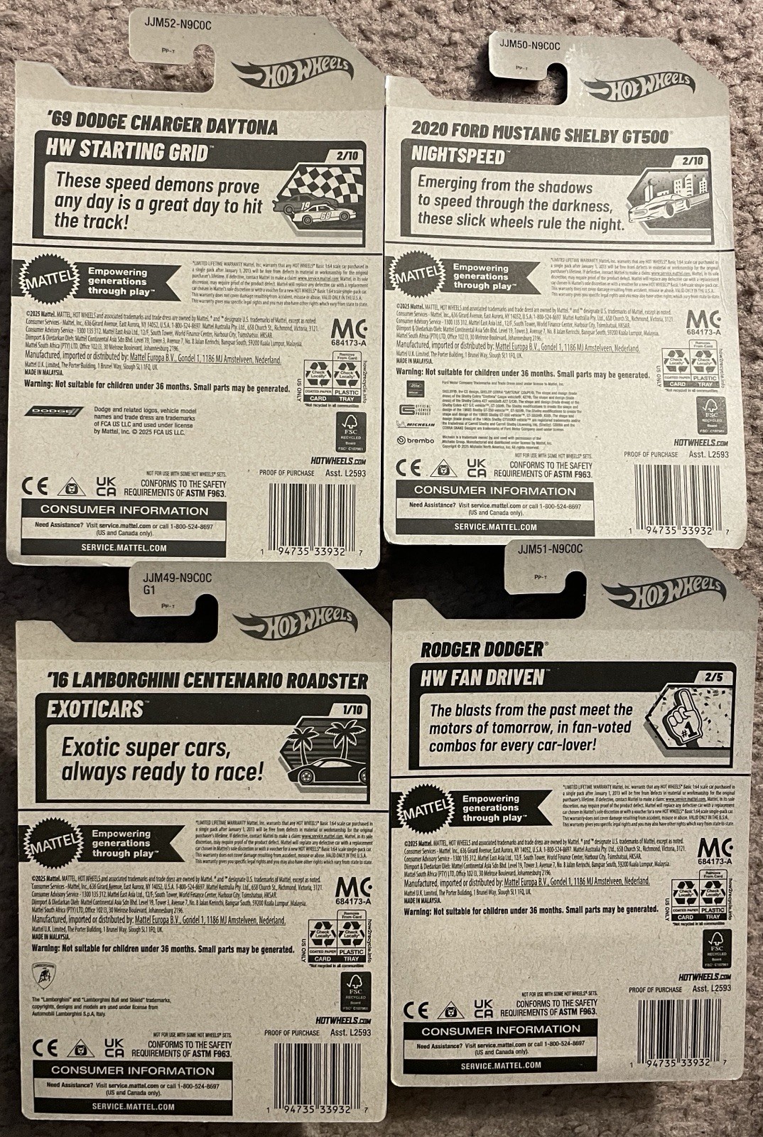 Hot Wheels Kroger Exclusive 2026 Lot of 4 Charger Mustang Lamborghini Roger