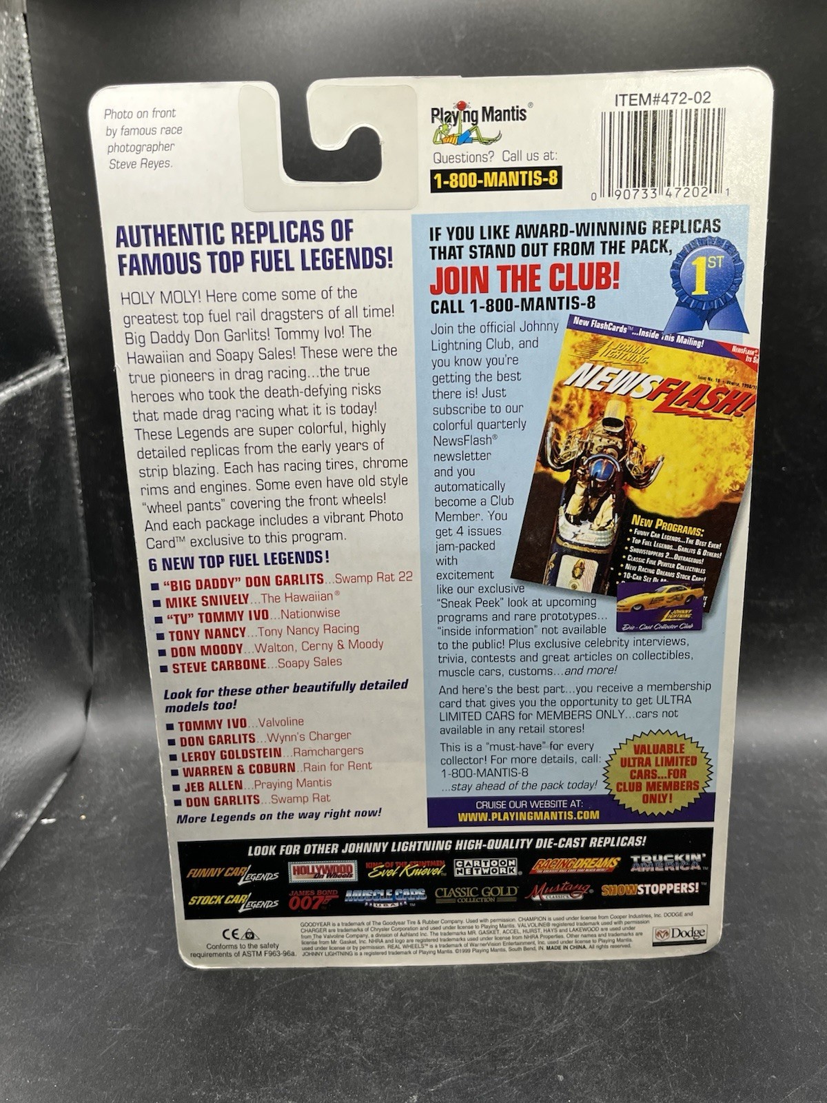 Johnny Lightning 1999 Top Fuel Legends Soapy Sales Steve Carbone Season: 1970