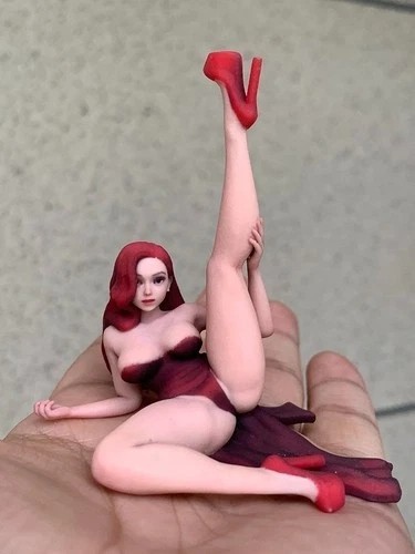 USA Miniature Figure Scene Props 1/18 Red Dress Beauty Girl Diorama Resin Sculpt