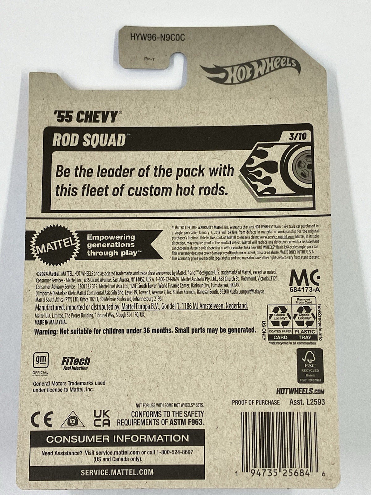 Hot Wheels ROD SQUAD 3/10 ’55 Chevy 45/250