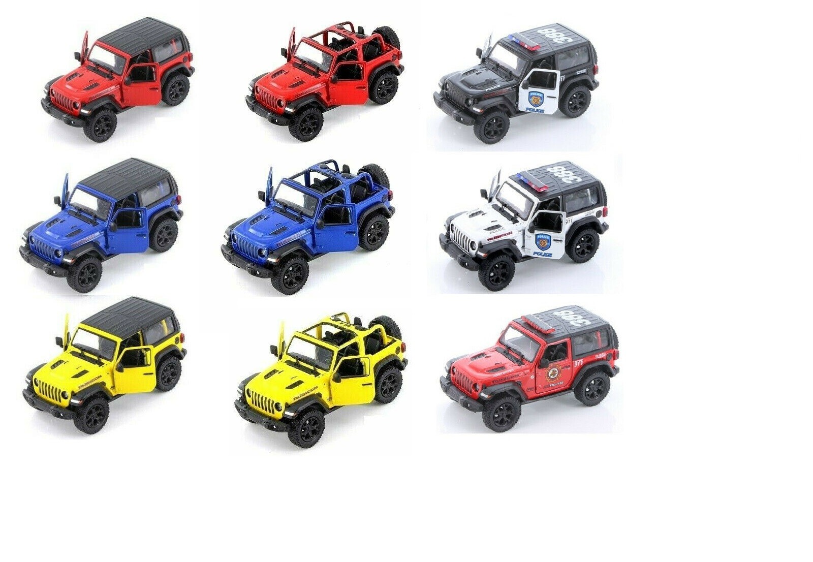 Jeep Wrangler Rubicon 4×4 Hard Top, Police, Diecast Model Toy Car, 1/34 Scale