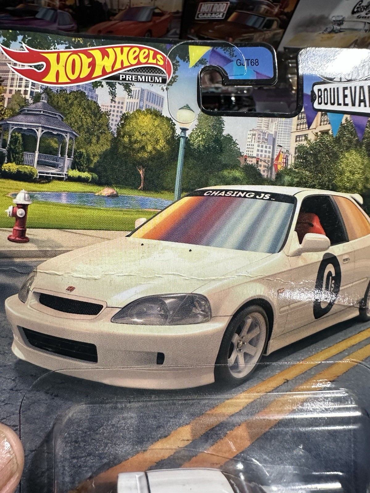 2023 Hot Wheels Premium Boulevard White 1999 Honda Civic Type R (EK9) Bad Card