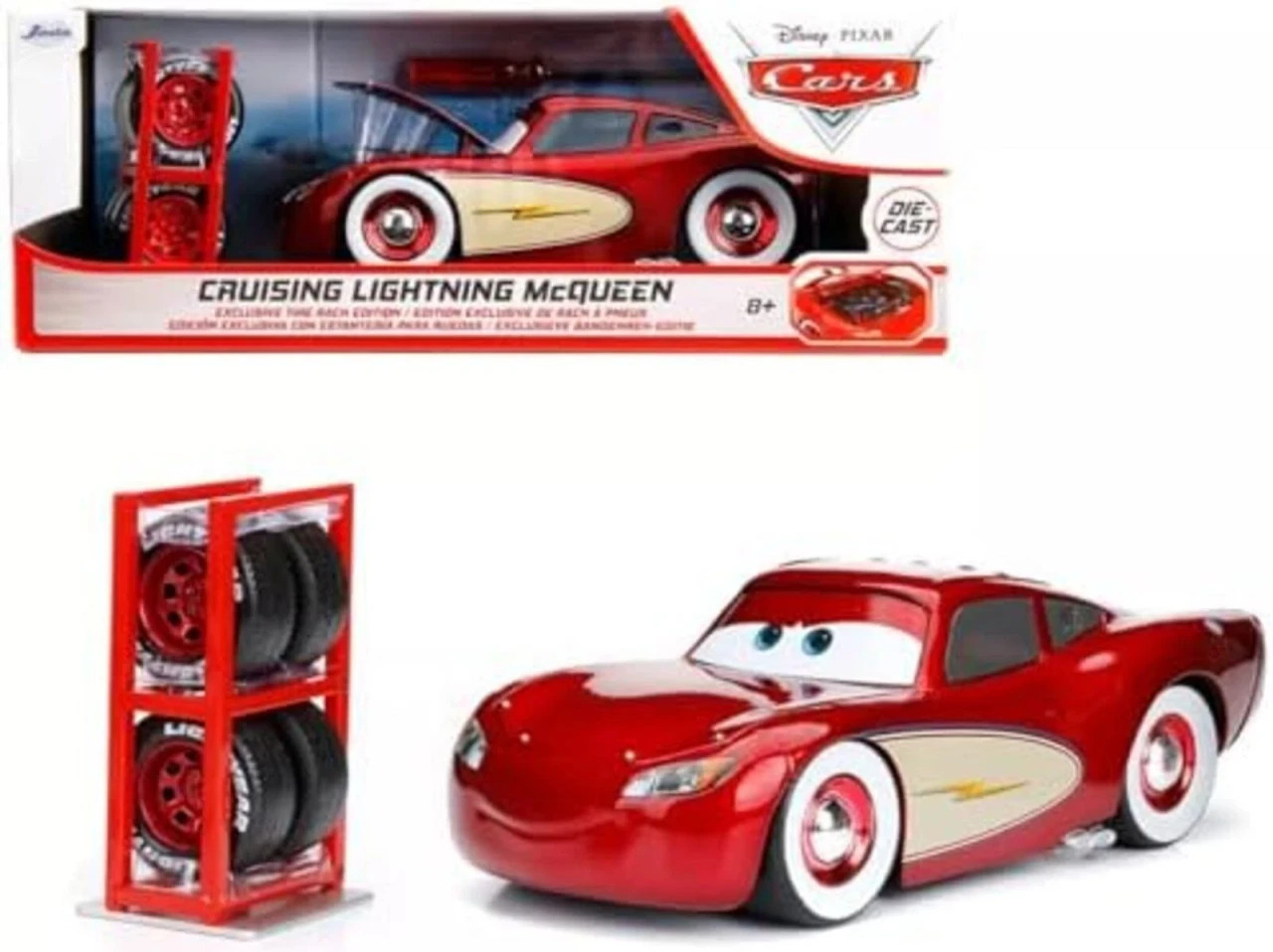 Lightning McQueen Disney Pixar Cars Jada Hollywood Rides 1:24 Diecast Tire Rack