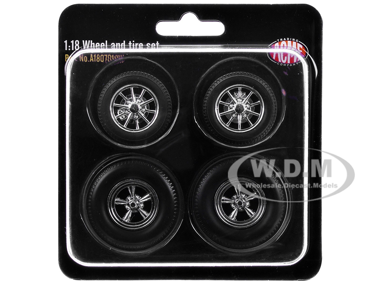 “DRAG” WHEEL & TIRE SET OF 4 PCS “1957 CHEVROLET GASSER” 1/18 BY ACME A1807019W