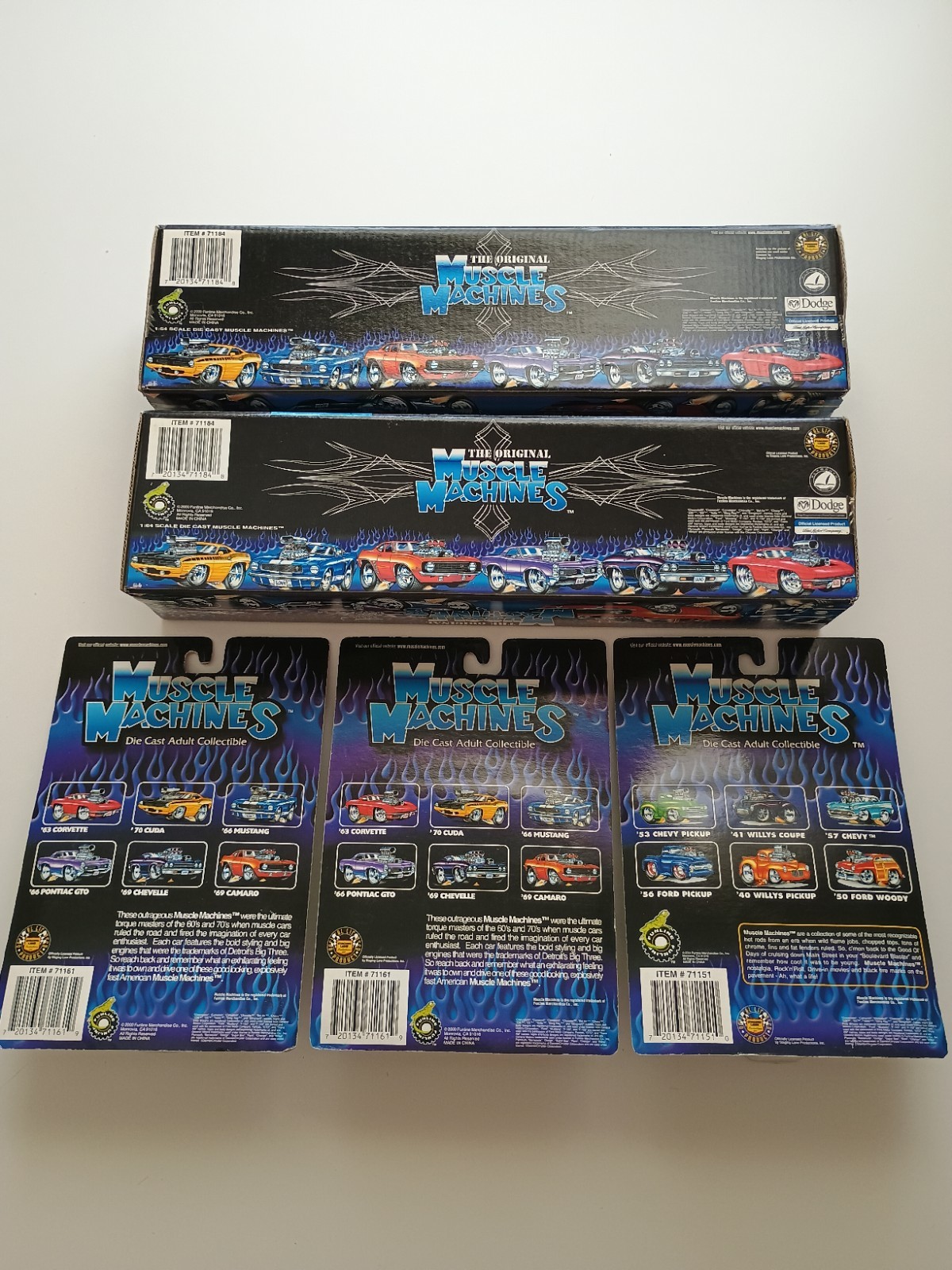 Muscle Machines Lot 1:64 Die Cast Chevelle Cuda GTO Mustang Camaro Corvette Ford