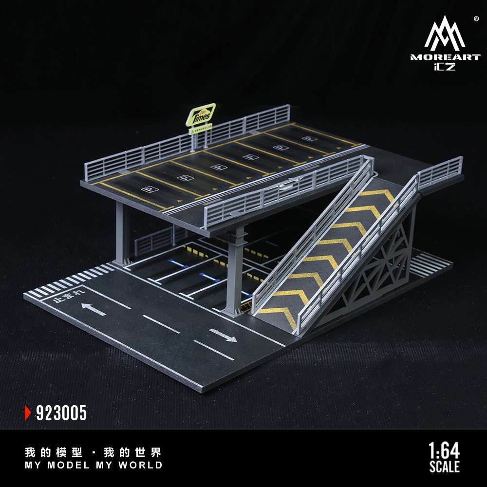 1/64 Diorama Diecast Garage Model Parking Lot Scene LED Lighting Display Case US
