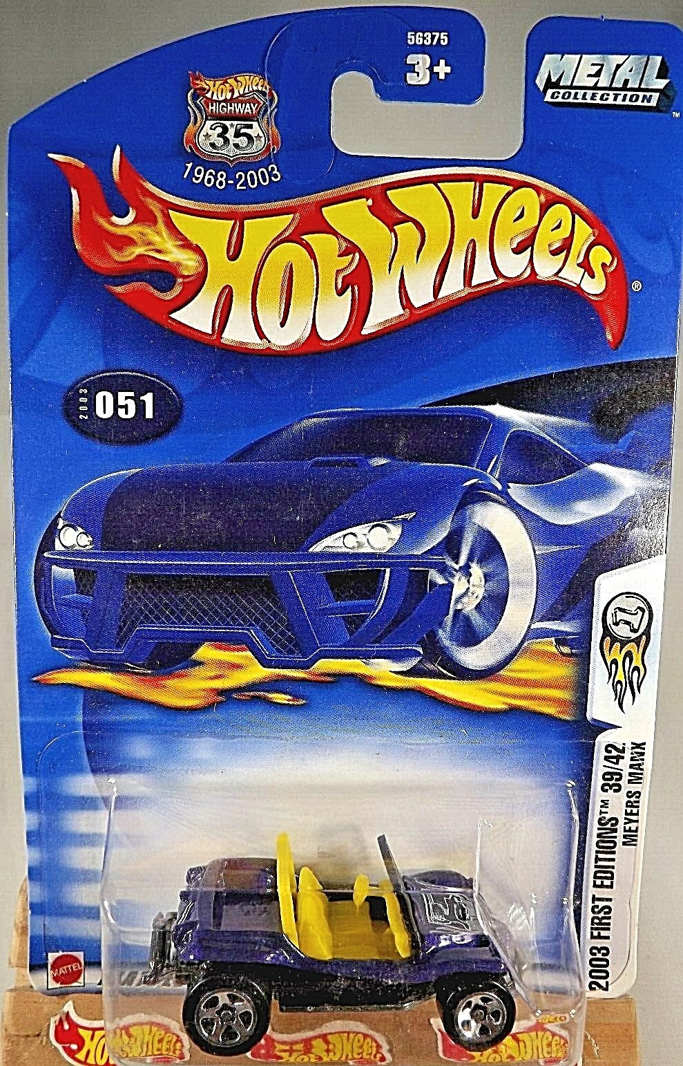 2003 Hot Wheels #51 First Editions 39/42 MEYERS MANX Purple w/Chrome 5 Spokes