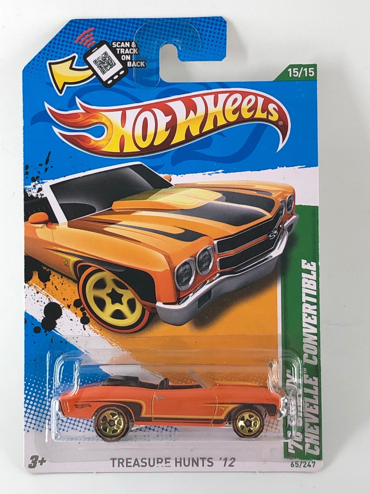 Hot Wheels ’70 Chevy Chevelle Convertible Orange 2012 Treasure Hunt 15/15 65/247
