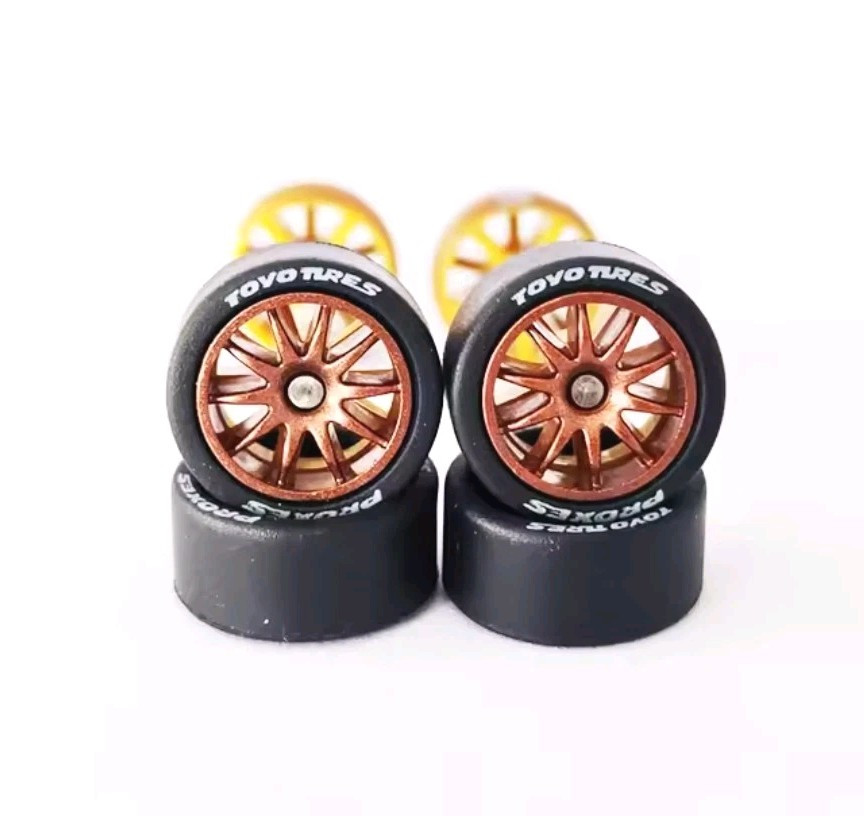 5 Sets CE28 10 Spoke Bronze Rims & Toyo 11mm Real Rider Rubber Tires Wheel Swap